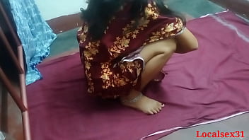 indian saree aunty with young boy