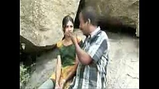 curly indian woman blindfolded and fuck by black guy outdoor