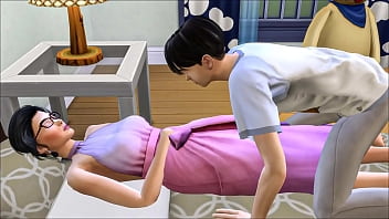 son sneaks her mom up on sleeping in bed