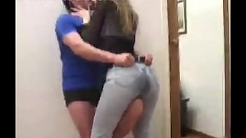 sexy girl pees her pants in tight jeans